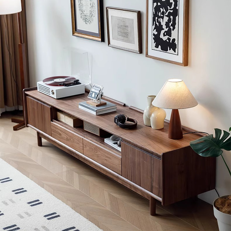 Meuble télé en bois de frêne, 70.9"