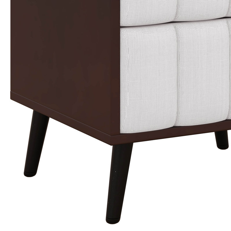 Ensemble de chambre à coucher rembourrée 3 pièces Kerben, Grand, Noyer / beige
