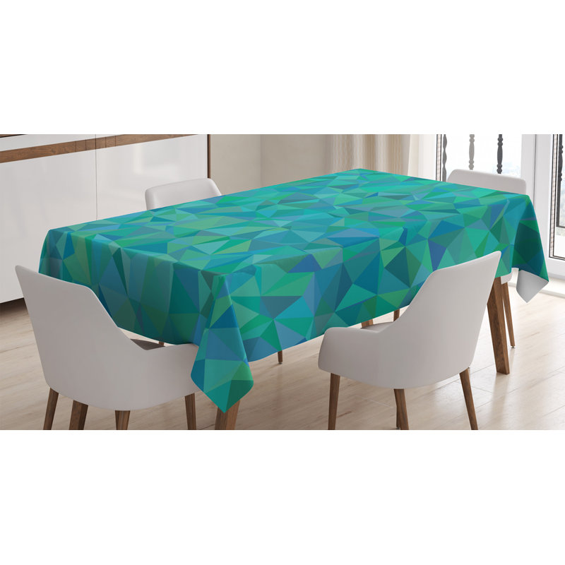 Nappe bleu sarcelle, motif géométrique triangulaire abstrait et motif géométrique moderne, housse de table rectangulaire pour décor de cuisine de salle à manger, 60 po x 84 po, bleu marine