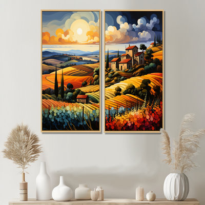 Italie, Toscane, vignobles, V, paysages, Italie, art mural