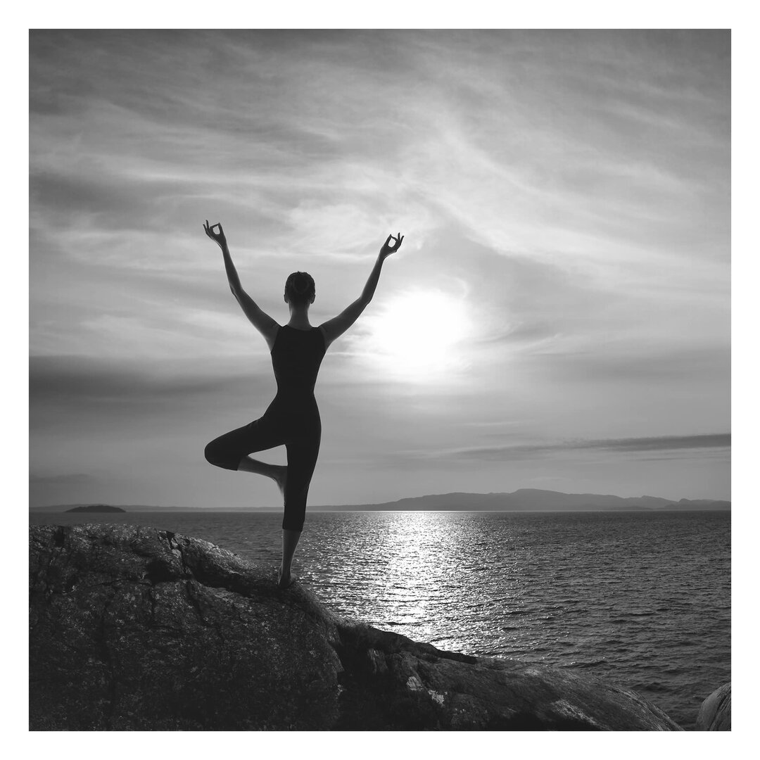 Strukturierte Fototapete Black and White Yoga 1,92 m x 192 cm