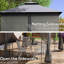 Pavillon de jardin en métal 10 pi x 11,5 pi avec double toit et arbre, gris, pour jardin, pelouse, cour, terrasse