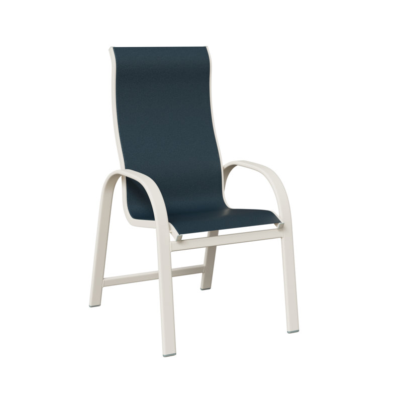 Chaise de salle à manger à haut dossier Amma, Marine, Aluminium blanc mat