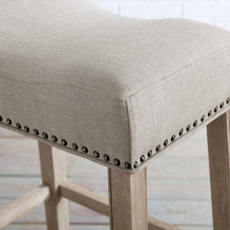 Ensemble de tabourets de comptoir rembourrés, Beige, Beige