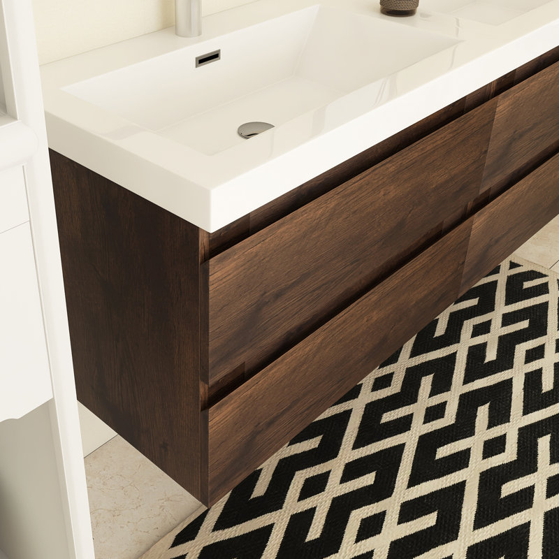 Meuble-lavabo double 59,05 po Quickel, Palissandre