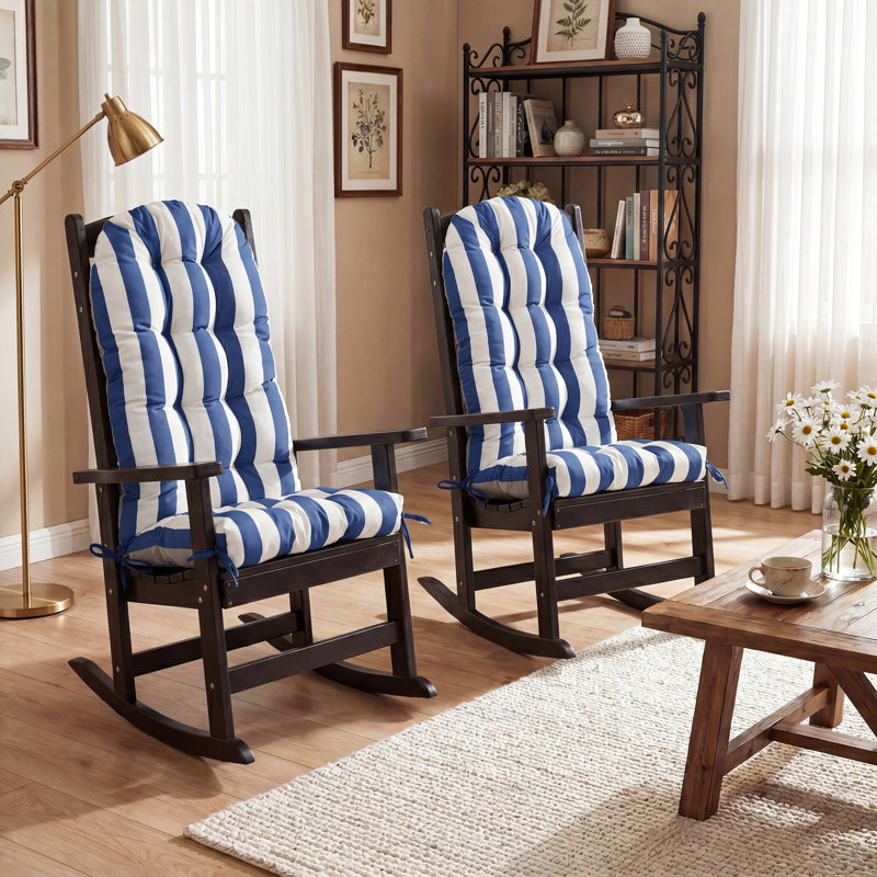 Outdoor/Indoor 5“ Adirondack Chair Seat & Back Cushion,  navy blue stripes