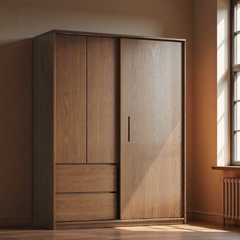 Retro And Simple Wardrobe, 78.74" H x 55.12" W x 23.62" D