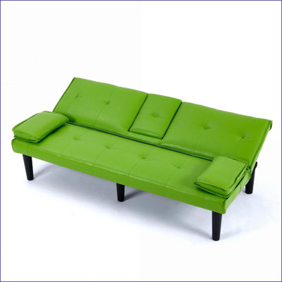 Sofas 67-Inch Sofa Bed with Cup Holder for Living Rooms Dorms Small Offices | Sage Green | PVC