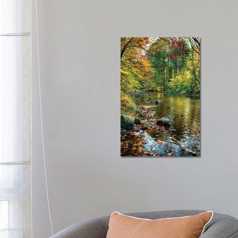 Fall Scene with a Creek, Oldwick, New Jersey 1 Piece Wrapped Canvas Wall Art, 66.04 cm H x 45.72 cm W x 3.175 cm D