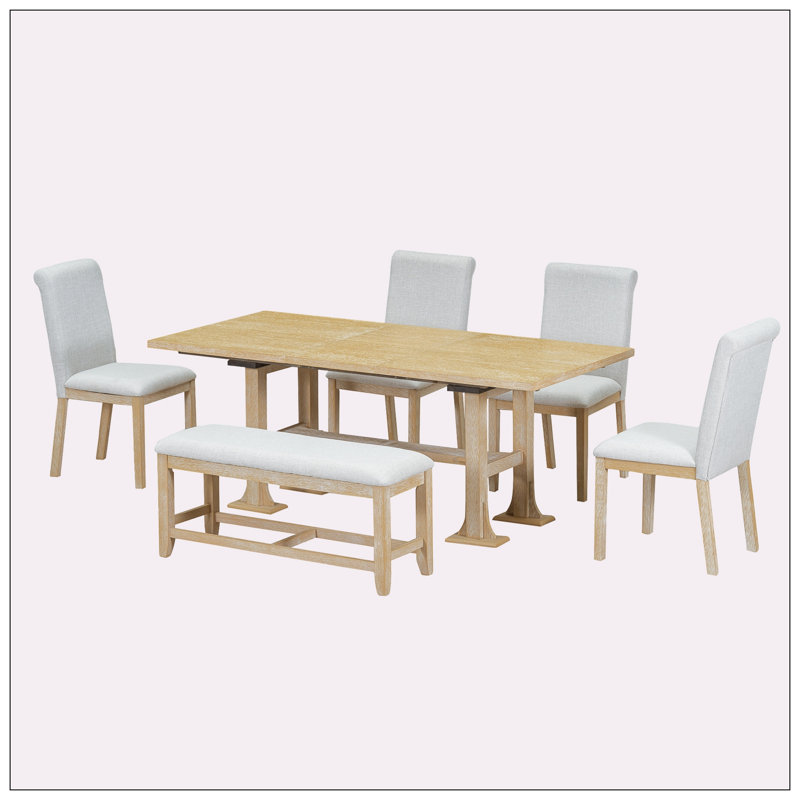 Ensemble de salle à manger rectangulaire L 76 po x l 36 po Tymur, Naturel / gris clair