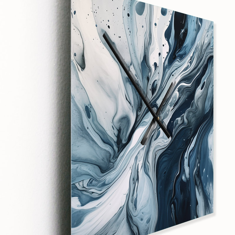 Horloge murale moderne abstraite bleue et grise Elixir III, Petit