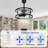 20" Black Modern Crystal Caged Ceiling Fan with Light Kit and Remote Control. 6-speed Reversible DC Motor Fandelier for Bedoom