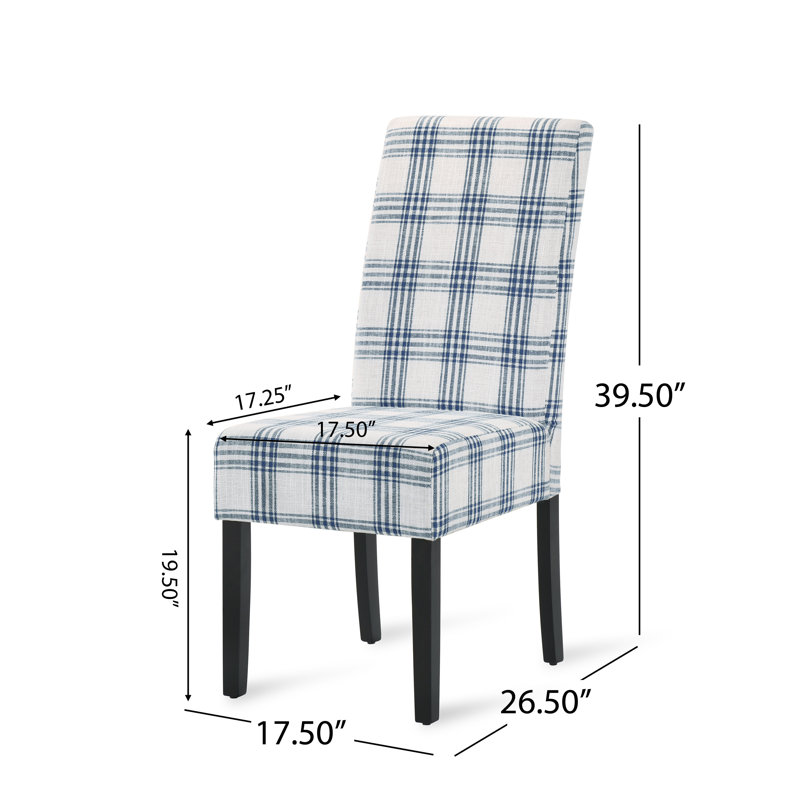 Ensemble de 2 chaises avec coussins moelleux et dossier haut, Carreauté bleu / crème