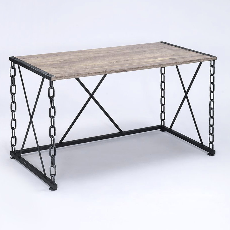 Console rectangulaire en chêne rustique et métal noir industriel de style charmant