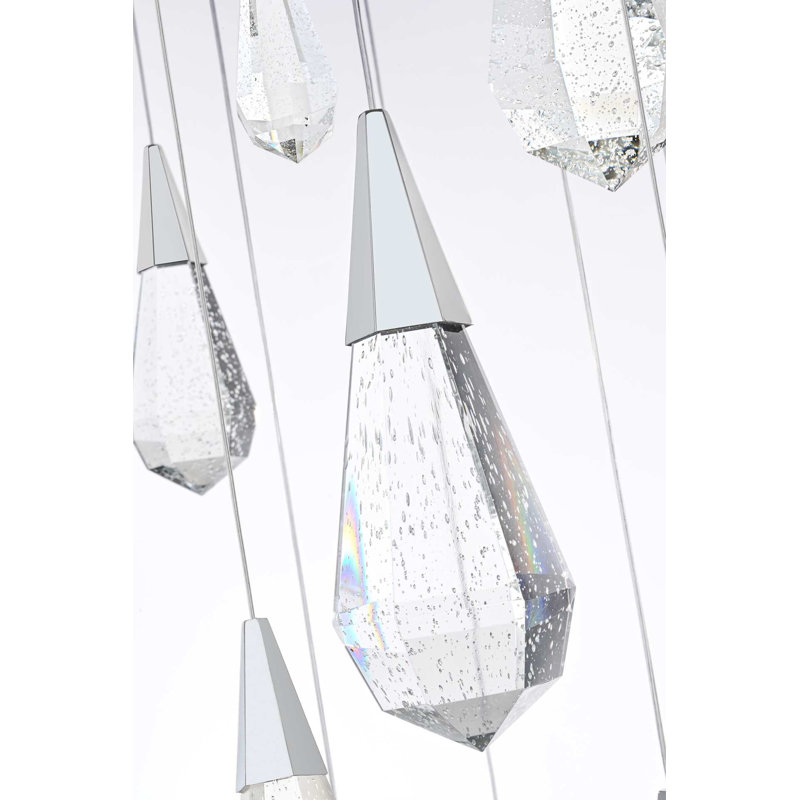 Lustre rond en cristal Belote, H 10 po x l 48 po x P 48 po, Chrome chrome, 37 lumières
