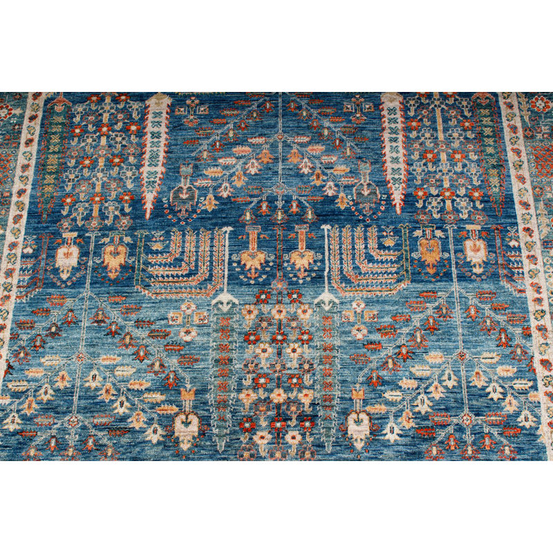 5x8 Light Blue and Green Traditional Rug