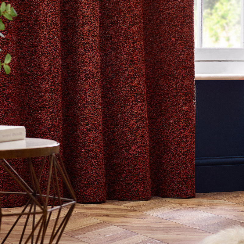  Chenille Room Darkening Eye Curtains, Copper, 168cm Width x 229cm Drop