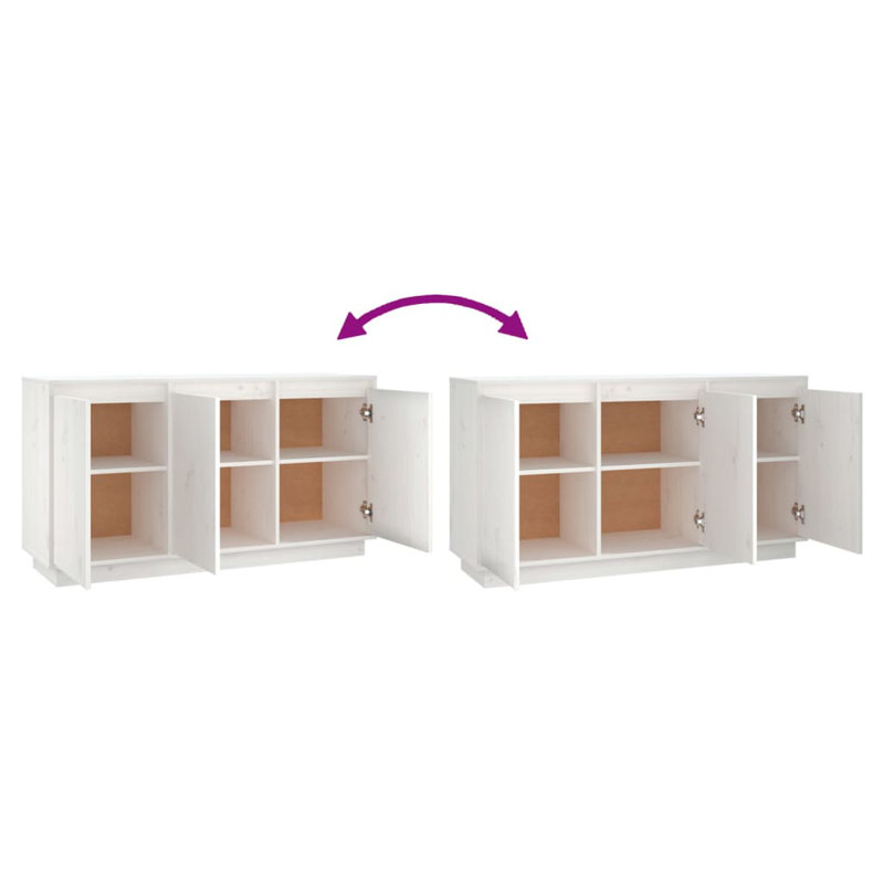 Gaurik Solid Wood Pine Sideboard Storage Cabinet Shelf Cupboard, White