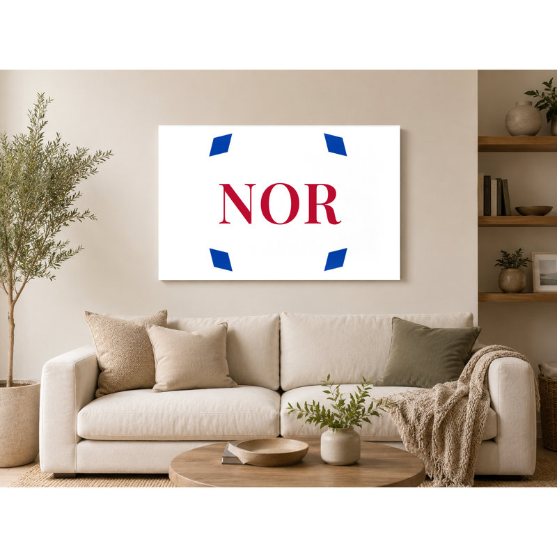 Drapeau de la Norvège, monogramme de diamant de luxe - bleu blanc rouge - art mural sur toile, H 16 po x l 20 po