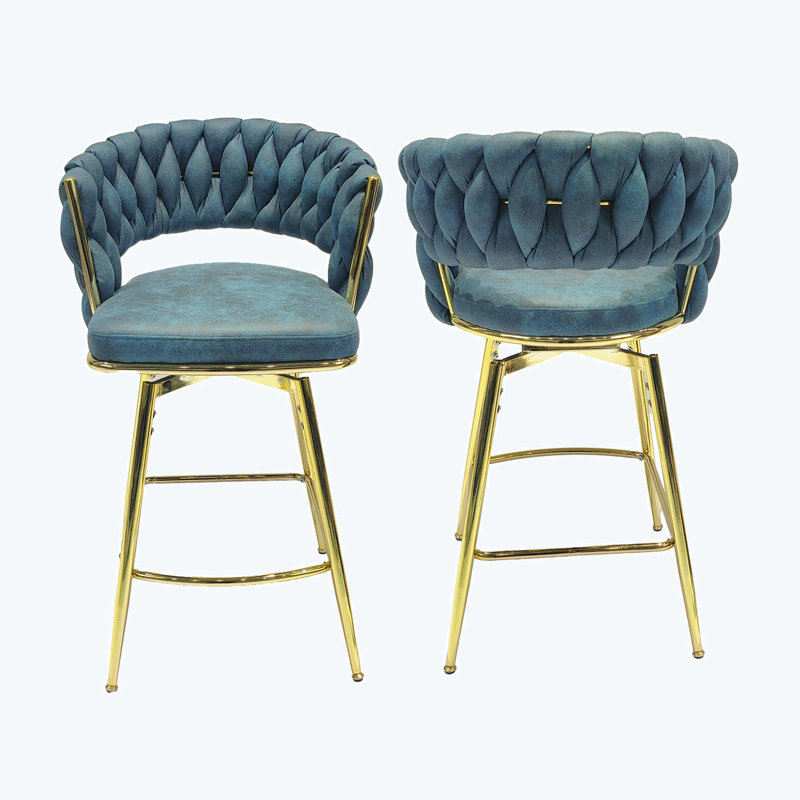 Tabouret de comptoir Aaronda, Bleu, 2, Tabouret de comptoir (siège d'une hauteur de 25,3