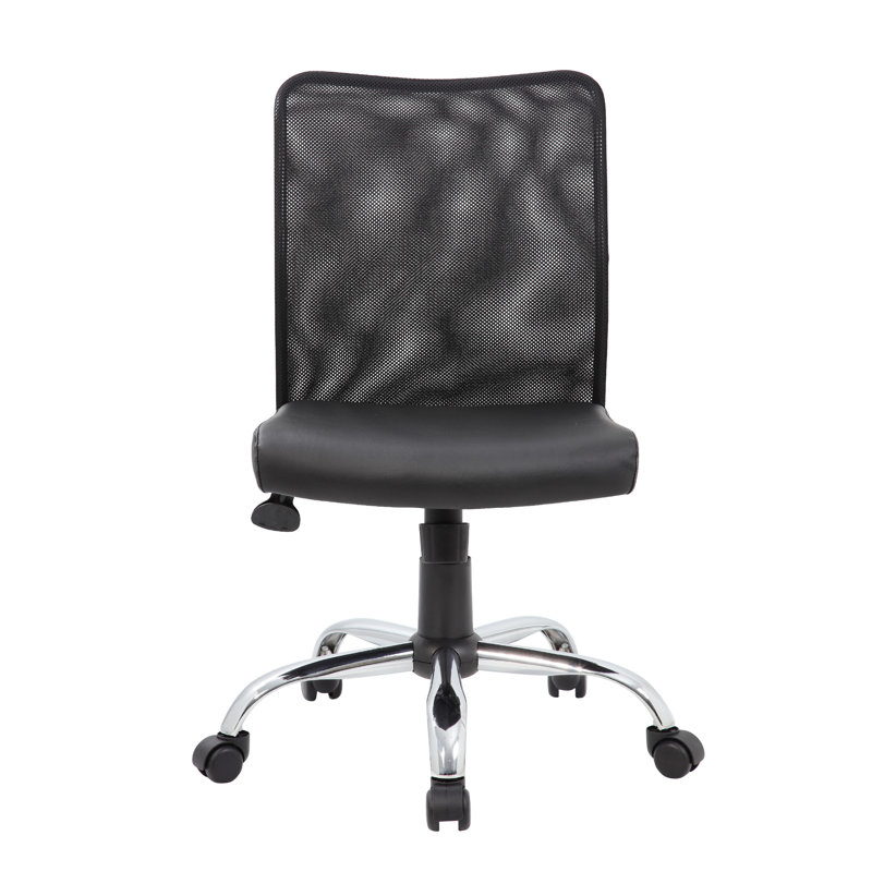 Lene Task Chair, Black Mesh And Caressoft Vinyl, Chrome, Tilt Tension