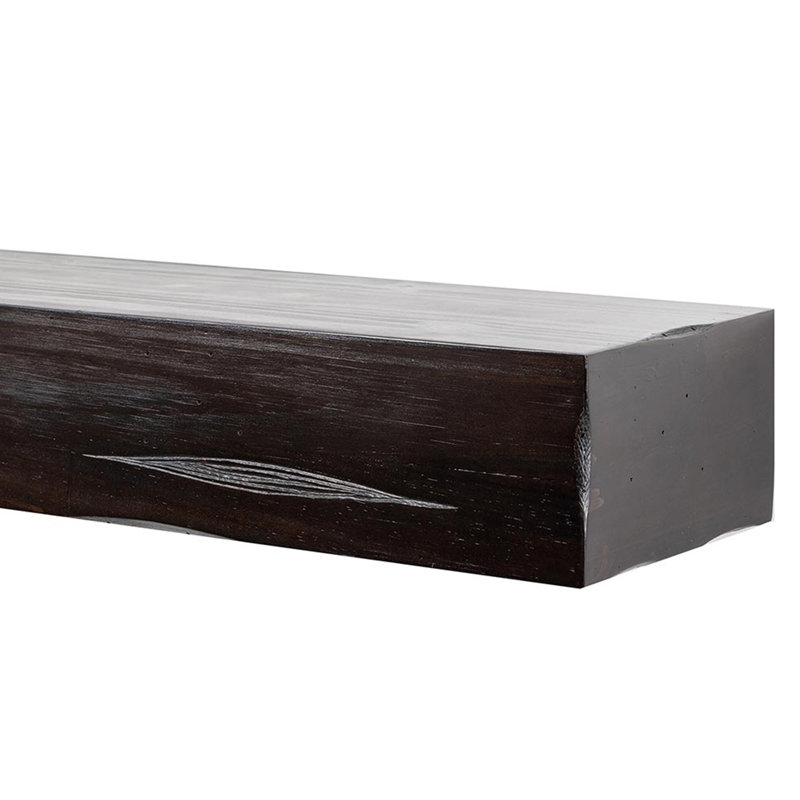 Tablette de manteau de cheminée en bois patiné avec corbeaux 72 po Kynsley, Grain de café rustique patiné, 72 po