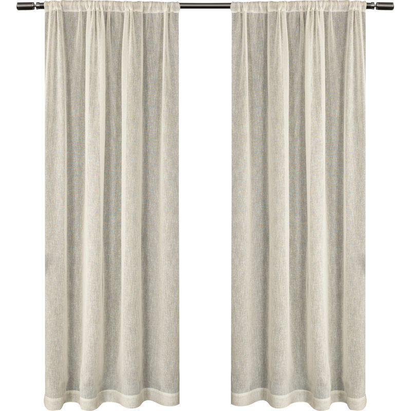 Paire de rideaux transparents Aadhvika, Flocons de neige, l 50 po x L 63 po