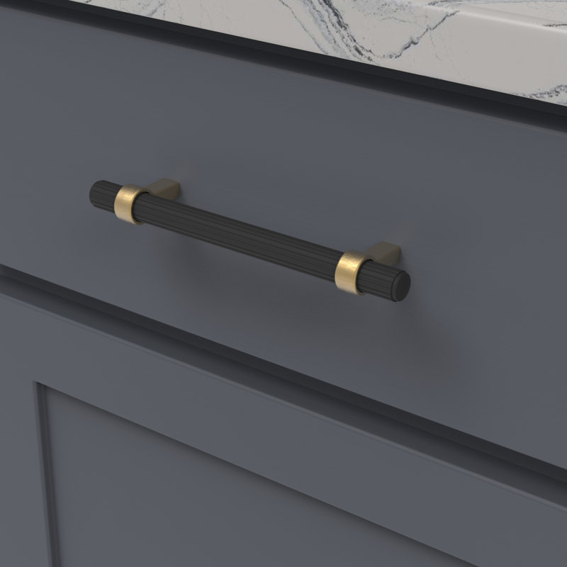 Sinclaire Bar Pull, 5.06, Matte Black/Brushed Golden Brass, 0.75