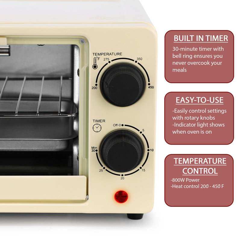 MegaChef 9 Litre Electric Counter Top Toaster Oven in Candy, Cream