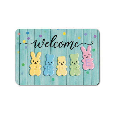 Welcome Peeps Pastel Bunny Candy Bath Mat 24x36 - Non Slip for Entryway & Bathroom