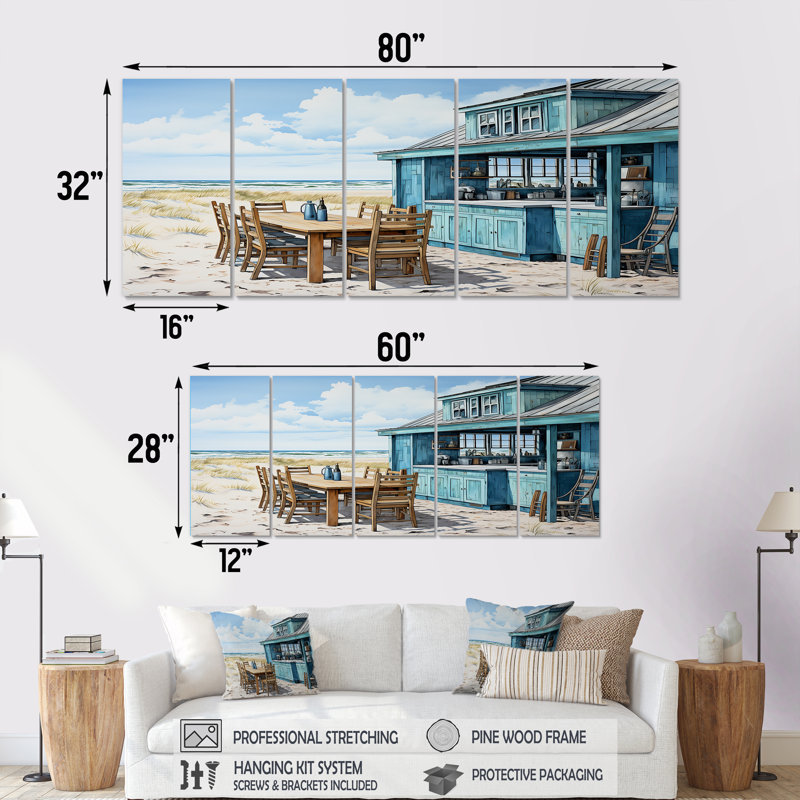 Ensemble de 5 pièces d'art mural Oceanfront Beach, H 28 po x l 60 po