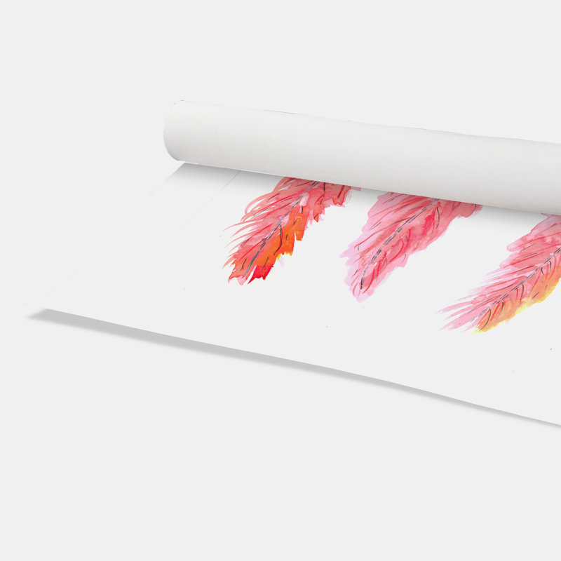Roulé «Pink Feathers», impression sur papier, H 10 po x l 8 po x P 1 po