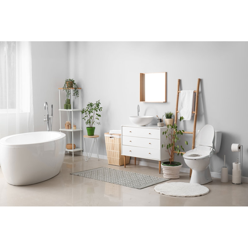 White Electric Bidet Toilet Seat with Heated Seating and Control Panel