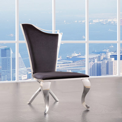 Set Of 2 Dining Chairs, Fabric And Stainless Steel Side Chair