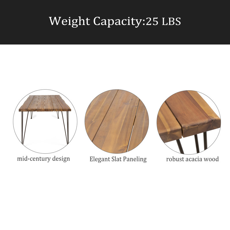 INDUSTRIAL WOOD AND METAL RECTANGULAR DINING TABLE