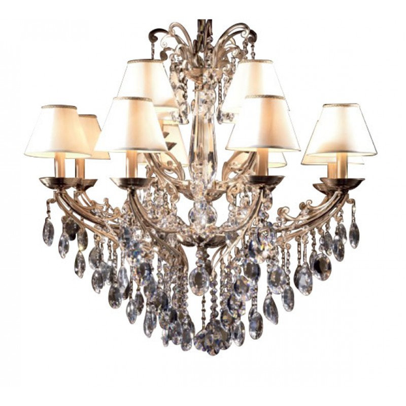 Lustre suspendu à 8 lumières Keashia, Nickel brossé, Clair