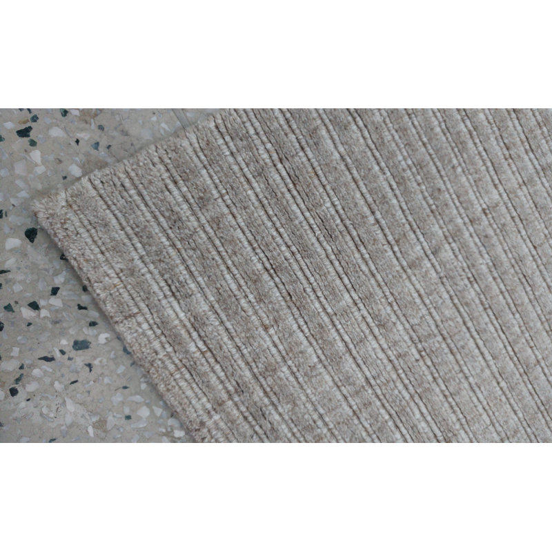 Tapis tissé à la main | Tapis en laine et bambou en soie moderne | Tapis d'intérieur crème foncé de 7 mm d'épaisseur