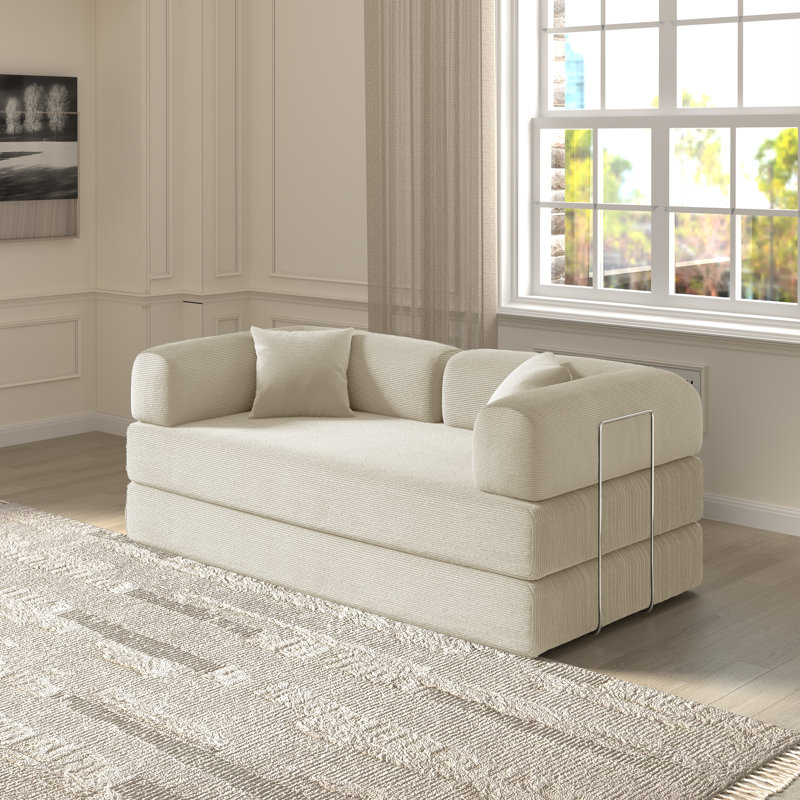 Jordan 78.4''Foldable Three Person Sofa Bed, Beige