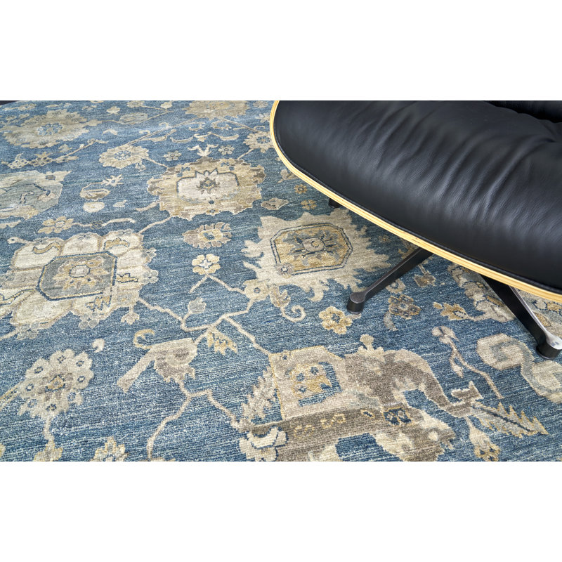 Museum Oriental Area Rug in Medium Blue, Rectangle 9' x 12'