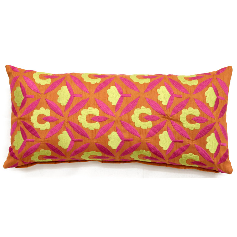 Bali Ikat Embroidered Linen Throw Pillow