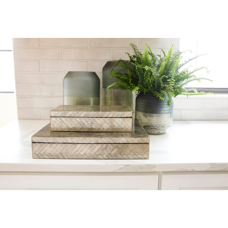 Triton Decorative Box, Smoke, 3.25" H x 16.25" W x 12.25" D