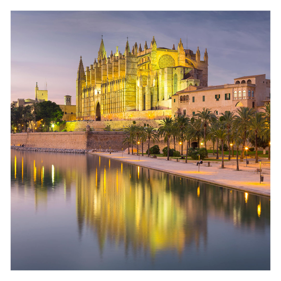 Mallorca Cathedral Water Reflection 2.88m x 2.88m Textured Matt Peel & Stick Wall Mural