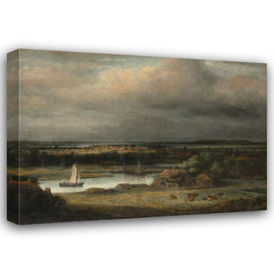 "Wide River Landscape" by  Philips Koninck - Gallery Wrap Canvas Wall Art
