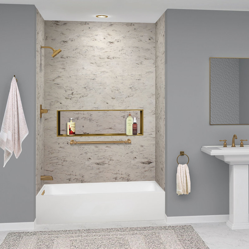 Transolid Unity AFR 60-in x 32-in x 17-in Alcove Acrylic Bathtub Kit, White, Left, Bronze