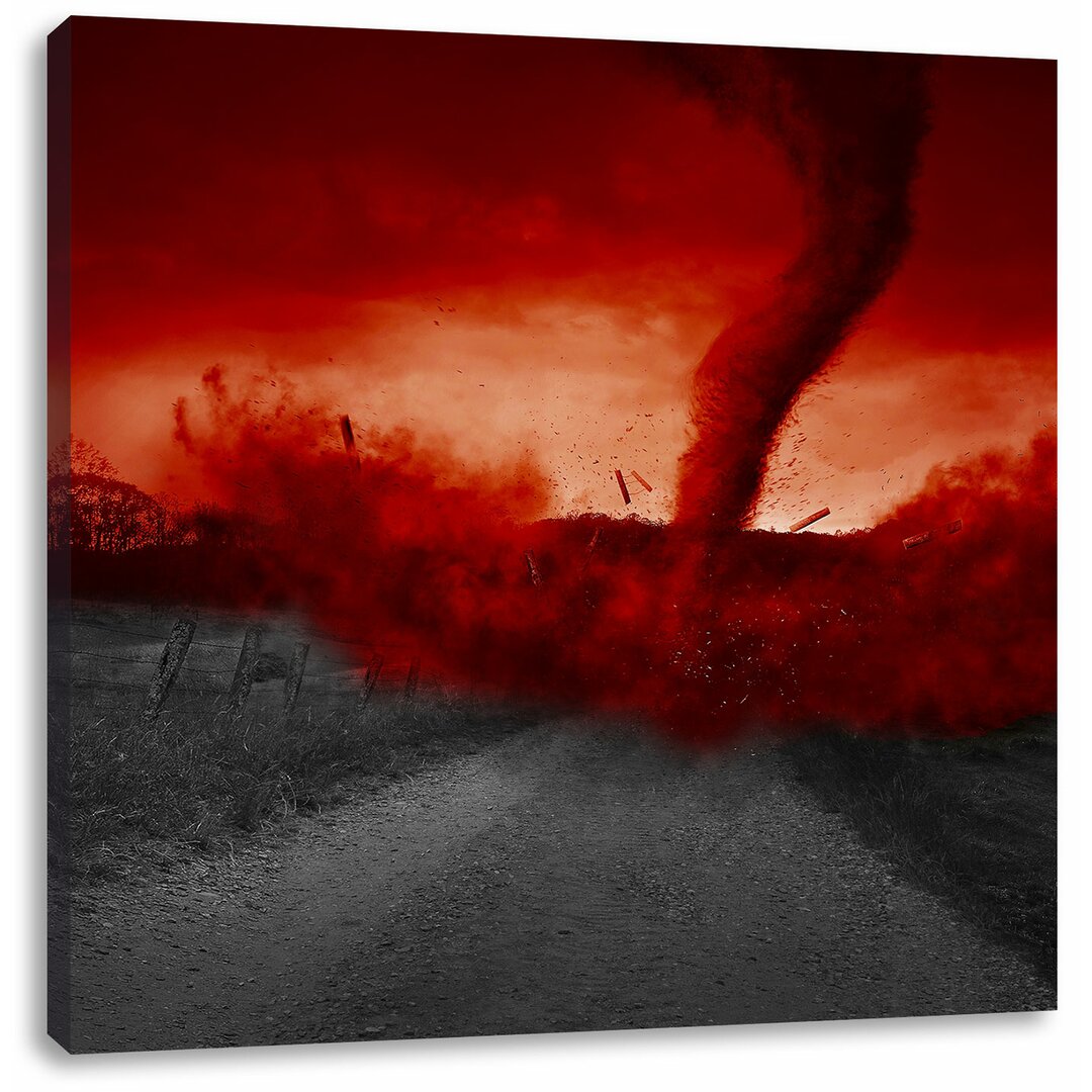 Leinwandbild Roter stürmischer Tornado