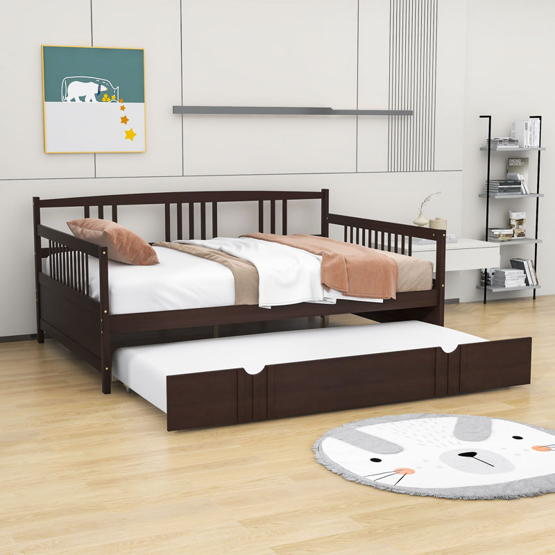 Wooden Daybed with Trundle, Espresso, Full/Double
