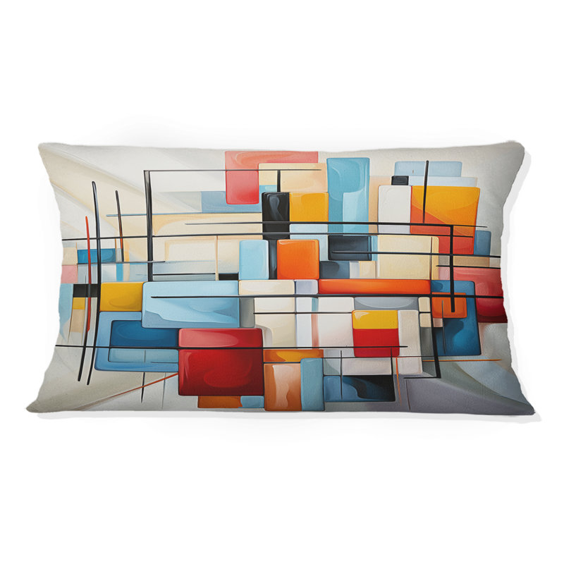 Geometric Abstraction Composition III - Abstract Geometric Printed Throw Pillow