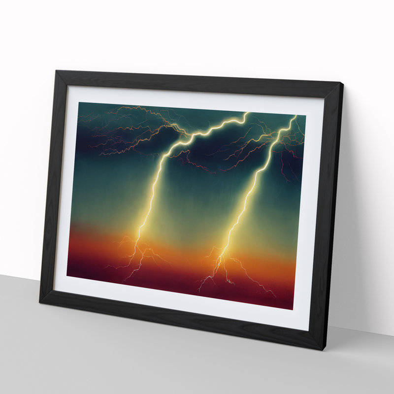 Epic Lightning Bolt - Framed Print, Black, 46cm H x 64cm W x 2cm D