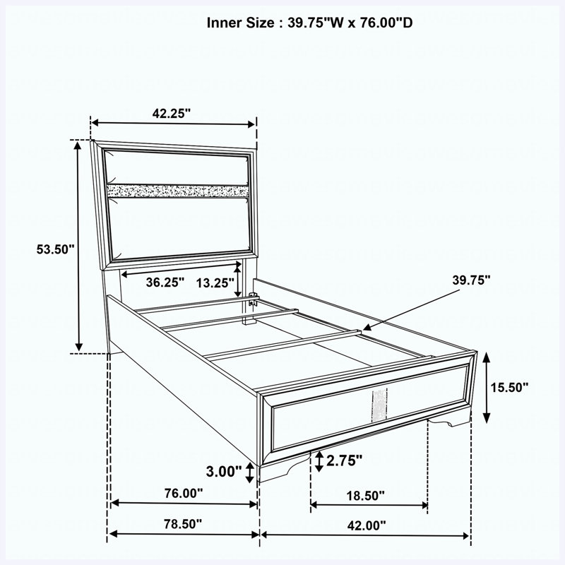 Ensemble de chambre à coucher simple 5 pièces White, White, 5 Pcs: Bed, Nightstand, 2 Dressers, Mirror, Twin
