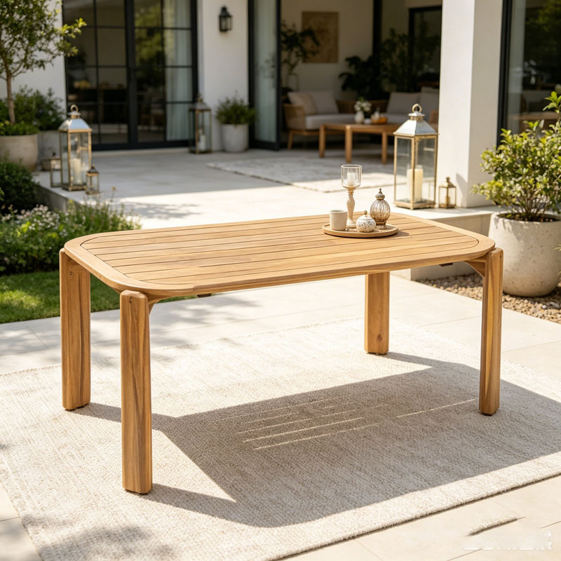 Table de salle à manger d'extérieur en bois d'acacia